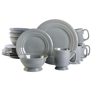 gibson elite barberware 16 piece dinnerware set, gray