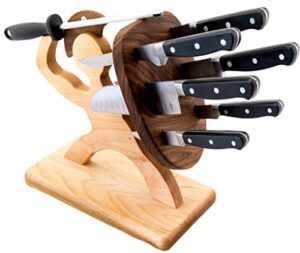 missing digit woodshop spartan knife set - chef's edition - 8-piece, handmade, heavy steel professional knife set - american maple & walnut