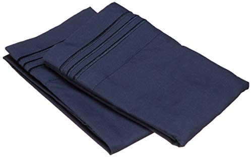 Elegant Comfort 2-Piece 1500 Thread Count Egyptian Quality Ultra Soft Wrinkle, Fade, Stain Resistant Pillowcases, Standard Size, Navy Blue