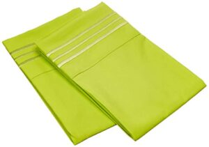 elegant comfort 2-piece 1500 thread count egyptian quality ultra soft wrinkle, fade, stain resistant pillowcases, standard size, lime-neon green