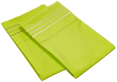 Elegant Comfort 2-Piece 1500 Thread Count Egyptian Quality Ultra Soft Wrinkle, Fade, Stain Resistant Pillowcases, Standard Size, Lime-Neon Green