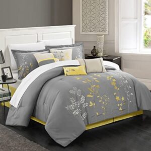 Chic Home 8 Piece Bliss Garden Comforter Set, King, Yellow