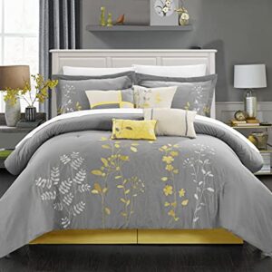 Chic Home 8 Piece Bliss Garden Comforter Set, King, Yellow