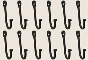 colonial tin works vintage hand forged iron classic early american plain hook black set of 12 (set of 12)