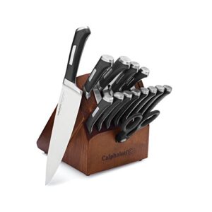 calphalon kitchen knife set with self-sharpening block, 15-piece classic high carbon knives