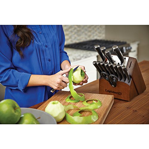 Calphalon Kitchen Knife Set with Self-Sharpening Block, 15-Piece Classic High Carbon Knives