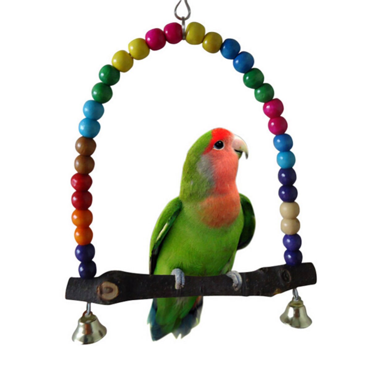 Bird Swing, Multi-Color 5.5 x 5.6 Inch Wooden Bird Swings Budgie Swing Toys Hammock for Parakeets Budgie Bird