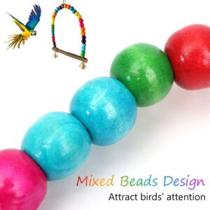 Bird Swing, Multi-Color 5.5 x 5.6 Inch Wooden Bird Swings Budgie Swing Toys Hammock for Parakeets Budgie Bird