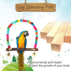 Bird Swing, Multi-Color 5.5 x 5.6 Inch Wooden Bird Swings Budgie Swing Toys Hammock for Parakeets Budgie Bird