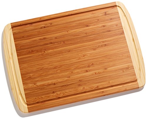 Bamboo Cutting Board Housewarming Gift Set - With Bonus 3-Piece Cooking Utensils - Wooden Spoon, Salad Tongs and Wood Spatula - Mother's Day, Wedding & Kitchen Gadgets Gift Idea