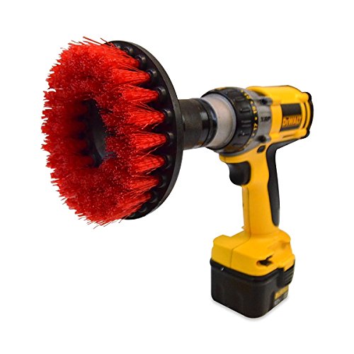 Detail King Drill Brush 5" Red - Lifts & Easily Removes Dirt, Grease & Grime from Tires, Bed Liners & Rubber Mats