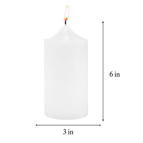 Super Z Outlet 3" x 6" Unscented White Pillar Candle for Weddings, Home Decoration, Relaxation, Spa, Smokeless Cotton Wick. (1 Candle)