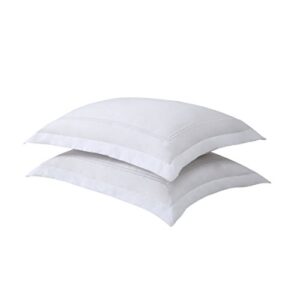 bed maker's levinsohn luxury hotel tailored pillow sham pair, white with white baratta stitched hem (2 pack) standard