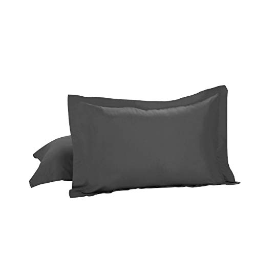 Today’s Home Tailored Bed Pillow Shams, Cotton Blend Design, Standard, Grey, 2-Pack