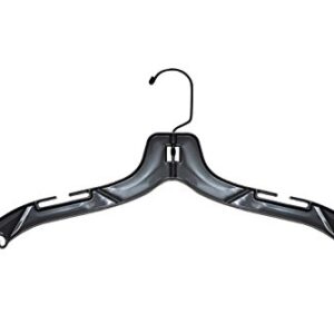 NAHANCO 2500BH Plastic Shirt/Dress Hangers with Black Swivel Hook, Heavy Weight, 17", Black (Pack of 100)