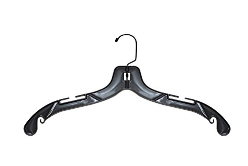 NAHANCO 2500BH Plastic Shirt/Dress Hangers with Black Swivel Hook, Heavy Weight, 17", Black (Pack of 100)