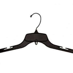 NAHANCO 28800BH Black Plastic Top Hanger, Heavy Weight, Black Hook, 17" (Bulk Pack of 100)