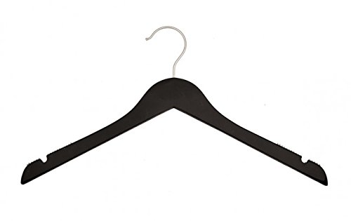 NAHANCO 20214 Flat Wood Top Hanger, 14", Low Gloss Black (Pack of 100)