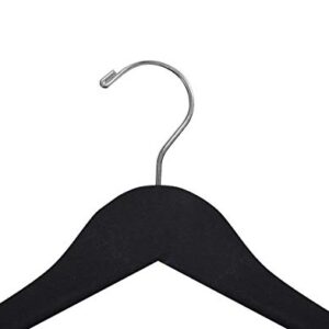 NAHANCO 8217CHNOBAR 17” Wooden Top Hanger, Flat with Notches, Chrome Hook, Black (Pack of 100)