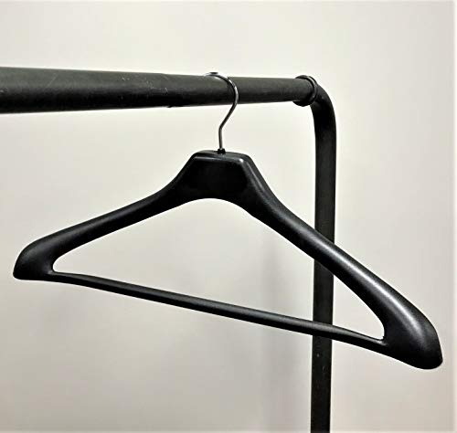 NAHANCO H90 19" Plastic Concave Suit Hanger with Extra Wide Shoulders, Black (Pack of 50)