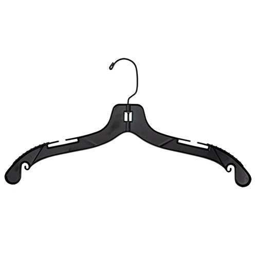 NAHANCO 2505RBH Plastic Dress Hangers with Molded Shoulders and Hook, Middle Heavy Weight, 17", Black (Pack of 100)