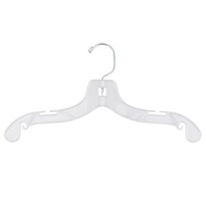 nahanco 414 clear plastic junior dress hangers, swivel metal hook and notches for straps, super heavy weight, 14" - (pack of 100)