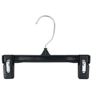 NAHANCO 6008B, 8” Plastic Skirt/Pant Hangers with Pinch Grips, Metal Swivel Hook, Black, Bulk Pack of 200