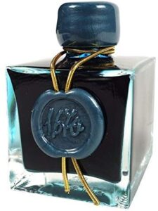 j. herbin 1670 anniversary inks - gold sheen 50 ml bottled - emerald of chivor (emerald green-blue ink)