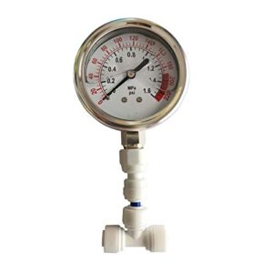 malida water pressure test gauge stainless for aquarium meter 0-1.6mpa 0-220psi reverse osmosis system pump with 1/4