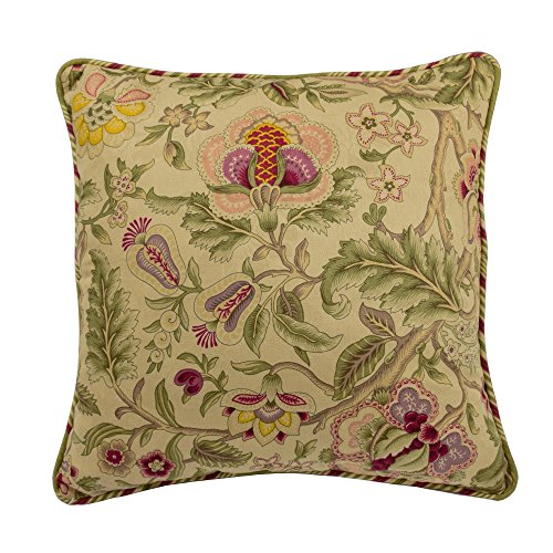 Waverly Imperial Dress Modern Floral Square Decorative Throw Pillow, 18" x 18", Antique