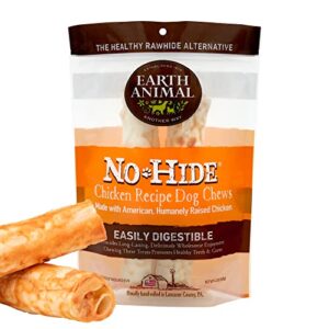 earth animal no hide medium chicken flavored natural rawhide free dog chews long lasting dog chew sticks | dog treats for large dogs | great dog chews for aggressive chewers