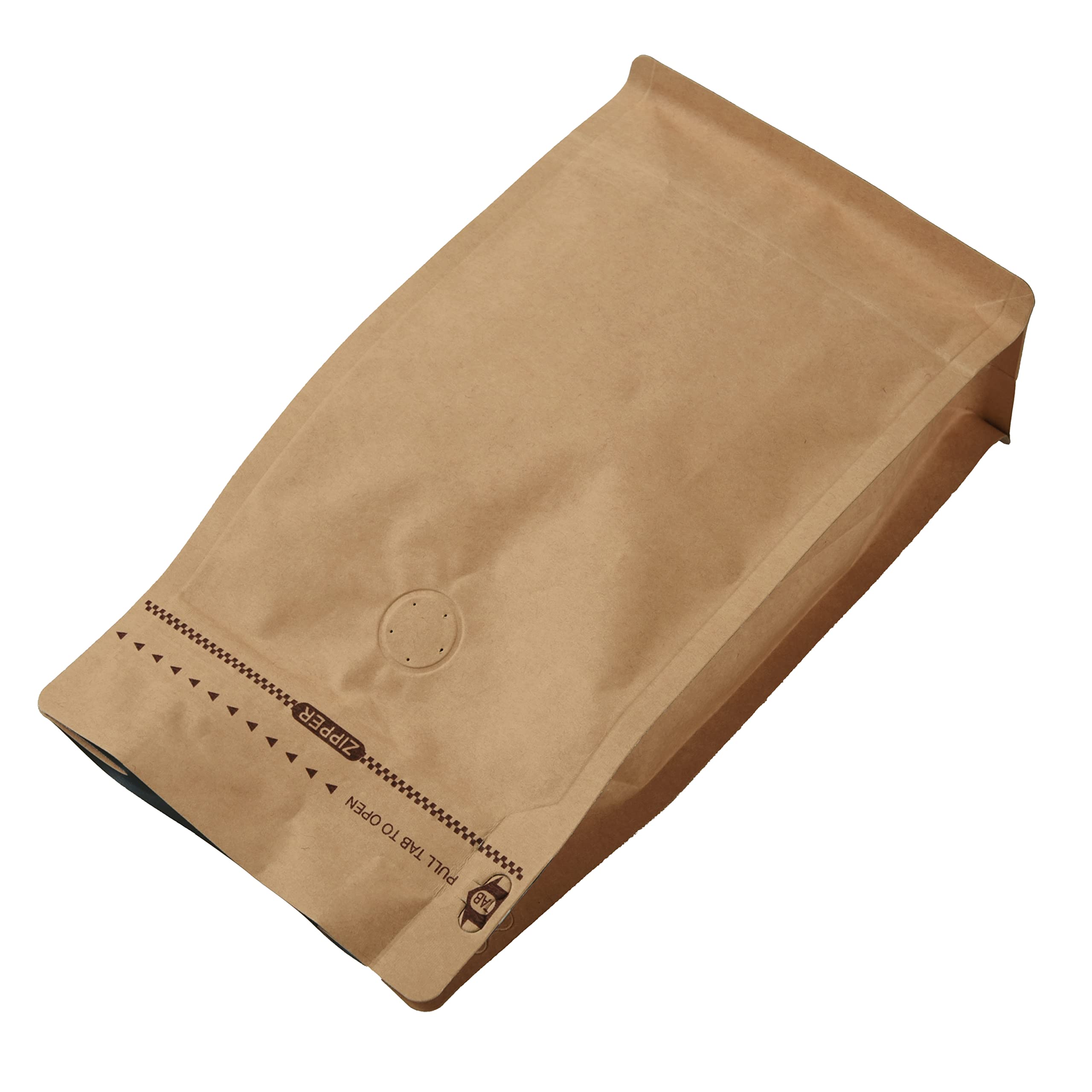 50 Pieces 16 Ounce Kraft Paper Stand Up Coffee Bag/Flat Bottom Pouch with Air Release Valve and Reusable Side Zipper. (50pcs, 1lb/16oz)