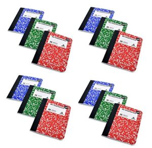 mini marble composition books (4 packs of 3) - 12 count (4 red, 4 green & 4 blue)