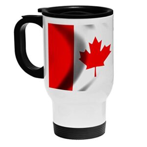 expressitbest white stainless steel coffee/travel mug - flag of canada (canadian) - waves