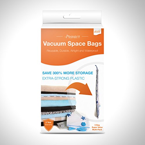 Axii Strong Vacuum Space Saver Storage Bags, Set of 5, 2 Sizes Thicker at .08 mm