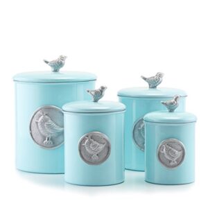 old dutch smooth finish bird canister set, blue