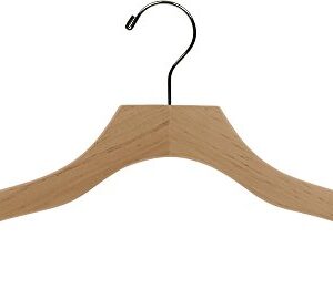 The Great American Hanger Company Wavy Wood Top Hanger, Box of 50 Space Saving 17 Inch Wooden Hangers w/Natural Finish & Chrome Swivel Hook & Notches for Shirt Jacket or Dress