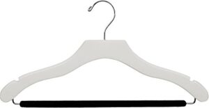 the great american hanger company wavy white wood suit hanger w/velvet non-slip bar, box of 25 space saving 17 inch flat wooden hangers w/chrome swivel hook & notches for shirt dress or pants