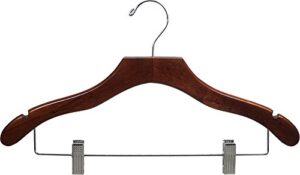 the great american hanger company wooden combo walnut finish hanger with clips and notches (box of 100)