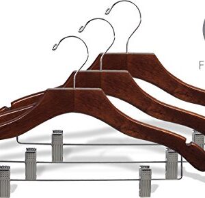 The Great American Hanger Company Wooden Combo Walnut Finish Hanger with Clips and Notches (Box of 100)