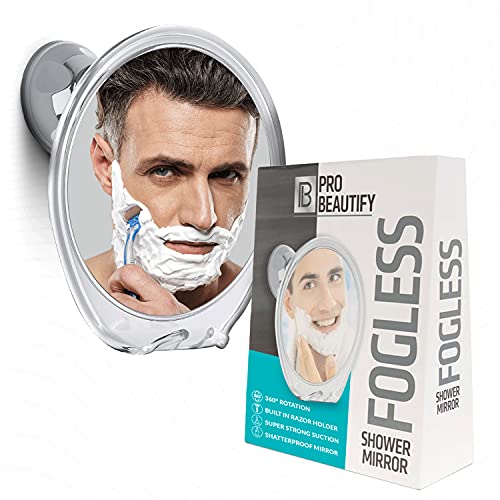 PROBEAUTIFY Fogless Shower Mirror for Shaving - Strong Suction, Razor Holder & 360 Degree Rotation Shower Shaving Mirror - Fog Free Mirror for Shower & Shaving Mirror - Men & Women