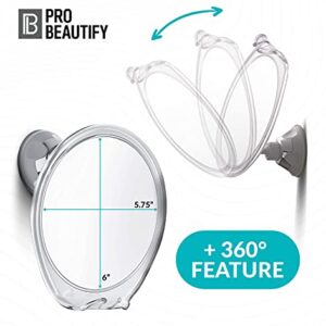 PROBEAUTIFY Fogless Shower Mirror for Shaving - Strong Suction, Razor Holder & 360 Degree Rotation Shower Shaving Mirror - Fog Free Mirror for Shower & Shaving Mirror - Men & Women