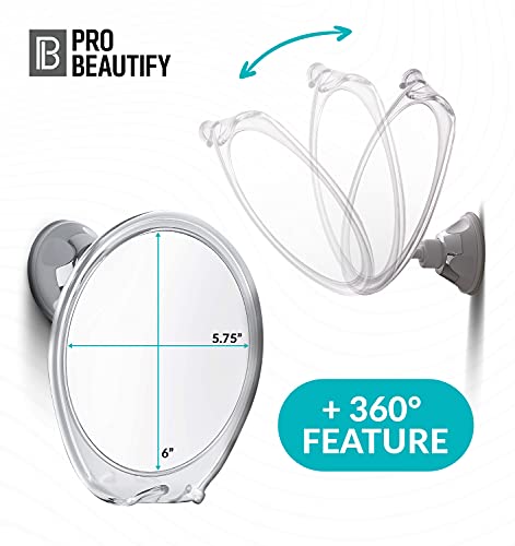 PROBEAUTIFY Fogless Shower Mirror for Shaving - Strong Suction, Razor Holder & 360 Degree Rotation Shower Shaving Mirror - Fog Free Mirror for Shower & Shaving Mirror - Men & Women