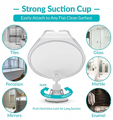 PROBEAUTIFY Fogless Shower Mirror for Shaving - Strong Suction, Razor Holder & 360 Degree Rotation Shower Shaving Mirror - Fog Free Mirror for Shower & Shaving Mirror - Men & Women