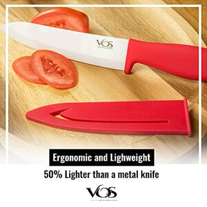 Vos Ceramic Knife Set, Ceramic Knives Set For Kitchen, Ceramic Kitchen Knives With Peeler, Ceramic Paring Knife 3", 4", 6", Inch Multi Color