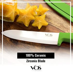 Vos Ceramic Knife Set, Ceramic Knives Set For Kitchen, Ceramic Kitchen Knives With Peeler, Ceramic Paring Knife 3", 4", 6", Inch Multi Color