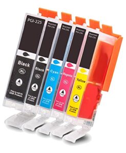 sherman inks ® 5 pack compatible pgi-225 cli-226 ink cartridge for printers pixma ip4820, ix6520, mg5320, mg5120, mg6120 wireless, mg8120, mx892, mg6220 printer inkjet cartridges cli226xl pgi225xl