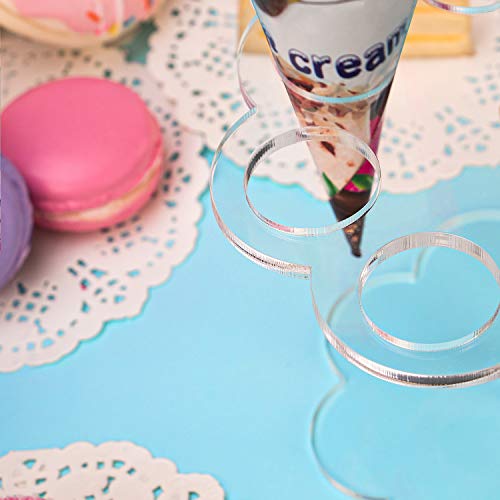 Ice Cream Cone Holder Stand Cupcake Stand with 8 Holes Capacity Clear Clear Acrylic Cone Display Stand Weddings Baby Showers Birthday Parties Anniversaries Christmas Snack Tray