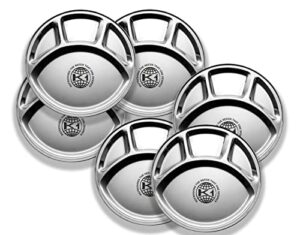 king international stainless steel plates, divided dinner plate four section round dinner plates set of 6, 11 inches, round divided dinner plate, divided plates for adults, dinner plates