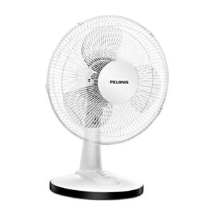 pelonis ft30-15h portable 3-speed 12-inch oscillating table air circulation fan, white, 15 inch tablefan